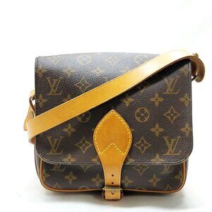 Authentic Louis Vuitton Cartouchiere MM Brown Monogram Shoulder Bag mn630-112725